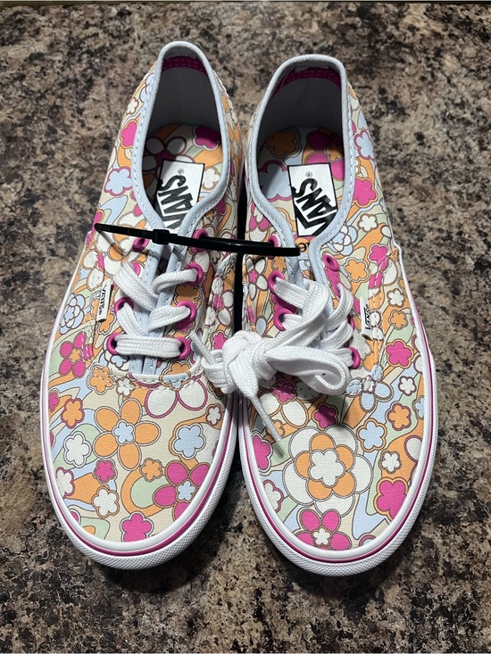 Vans Shoes - Vans Floral Low-Top Sneakers in Pink, Orange, Cream, Light Blue